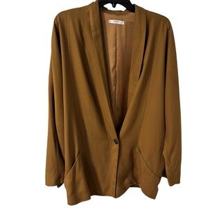 Mango Camel Vintage Oversized Dolman Sleeve Retro Suit Jacket Size Small